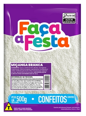 LEKE Confeito Miçanga Branca 500g