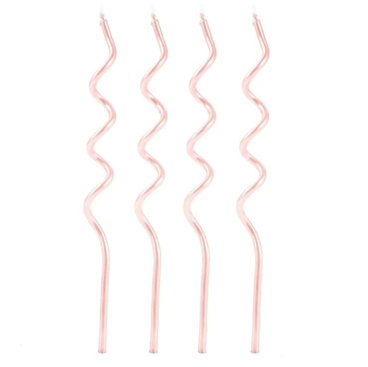 SILV Vela Espiral Rosa Bebe 13cm - 4unid