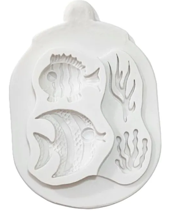 MAZ 2704 Molde de Silicone Peixes e Algas...