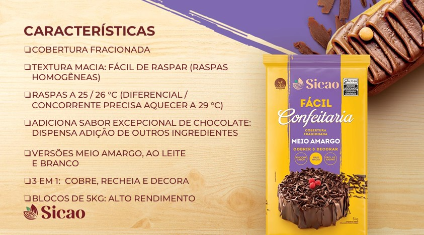 SICAO Cob Barra Branco 5kg FÁCIL CONFEITARIA