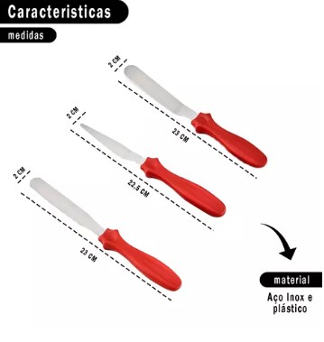 PRIME CHEF Jogo Espátula Inox Pink 3pçs