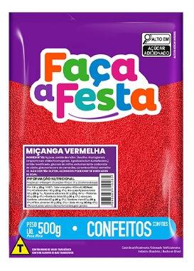 LEKE Confeito Miçanga Vermelha 500g