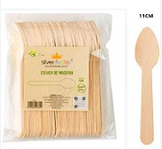 SILV Colher Madeira Natural Pequena 11cm ...