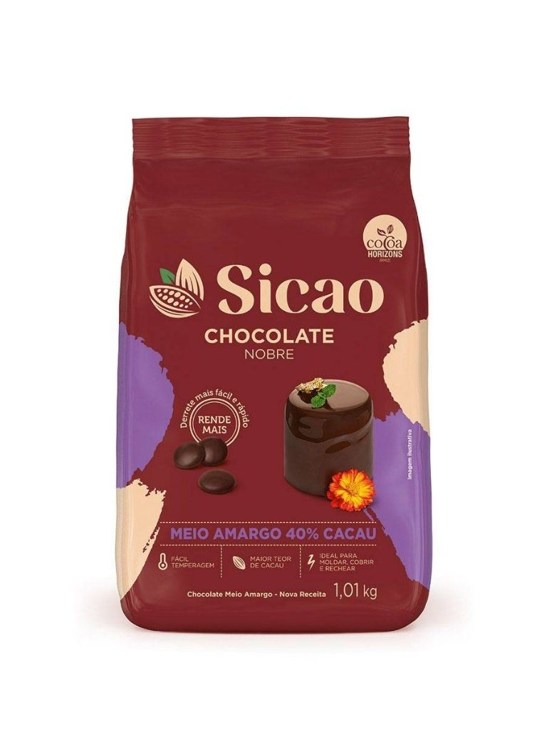 SICAO Choc Meio Amargo 40% Gotas 1,01kg N...