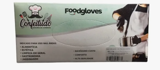 CONFEITUDO Luva Vinílica Sem Pó G Cx 100und
