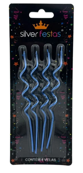 SILV Vela Espiral Azul 13cm - 4unid