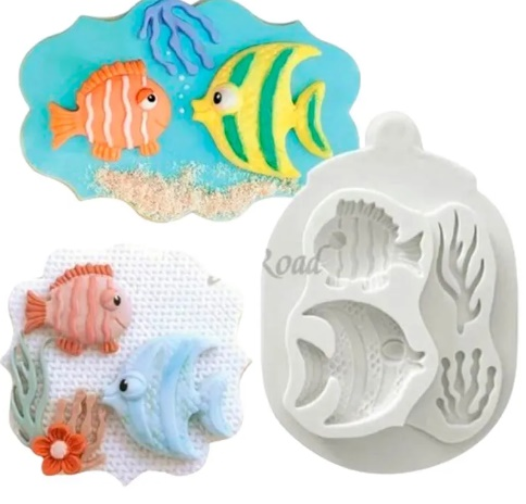 MAZ 2704 Molde de Silicone Peixes e Algas...