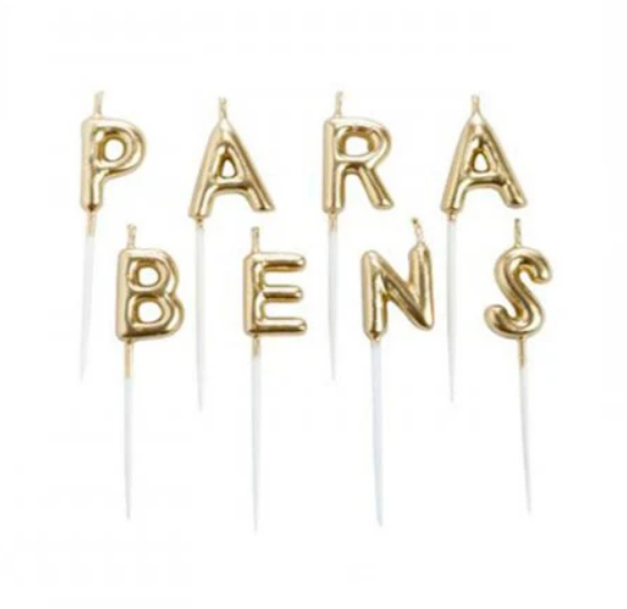 SILV Vela Parabéns Dourada - 8 Letras